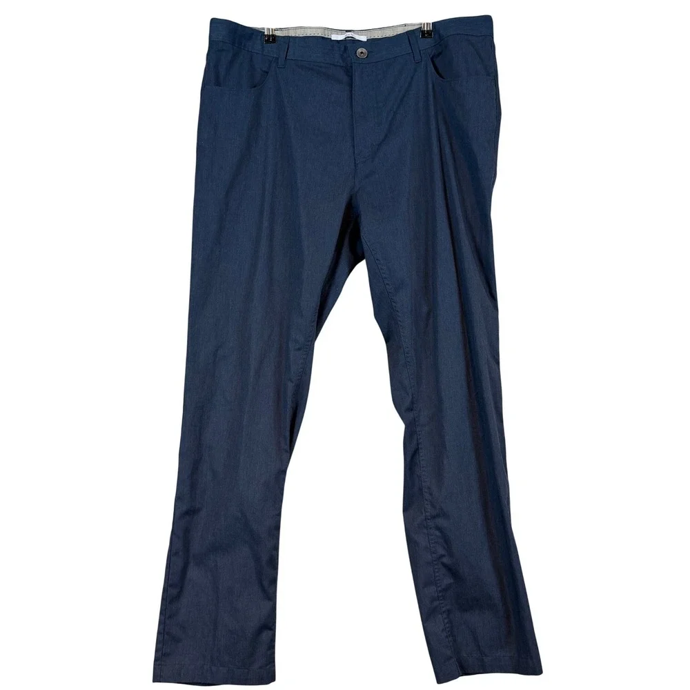 Calvin Klein Mens Slim Fit Pants 38x32 Navy Blue Chino Trousers Lightweight Golf